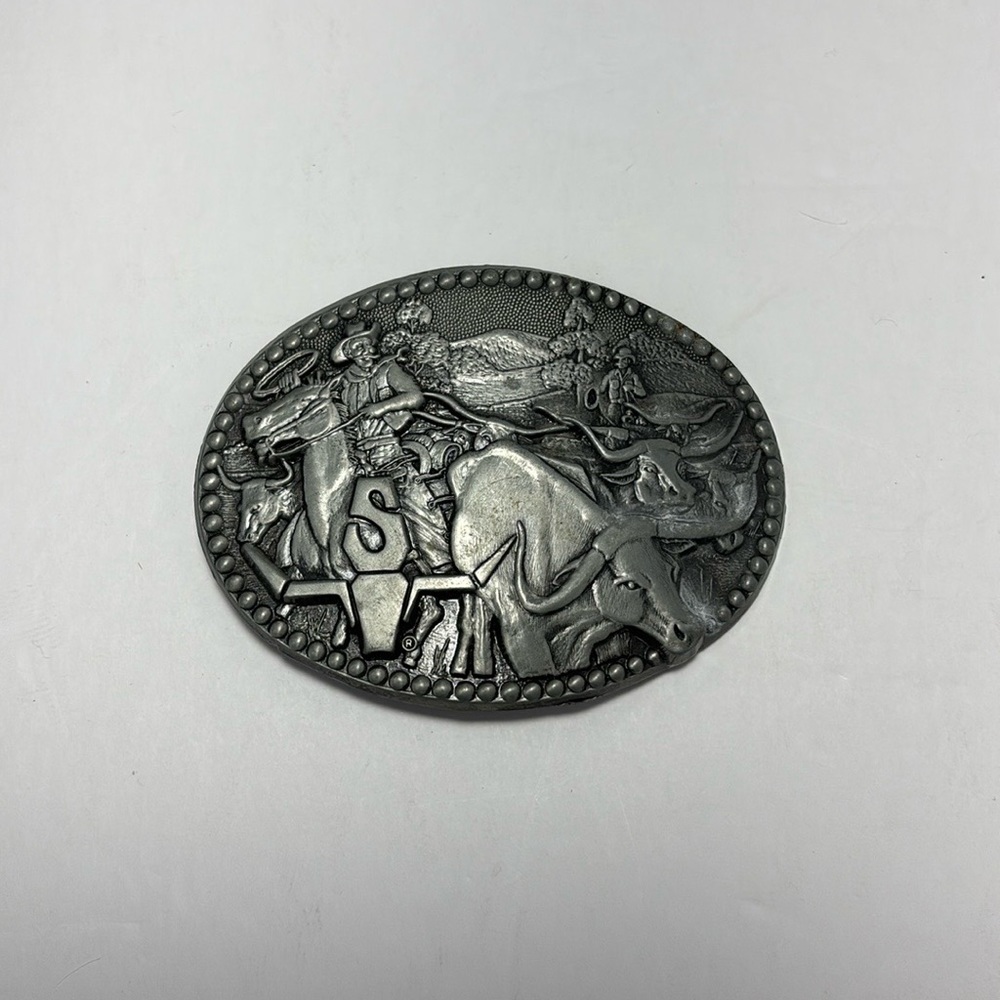 Cowboy Zee Series Award Design Medals Pewter Wrangler Longhorn Belt Buckle
